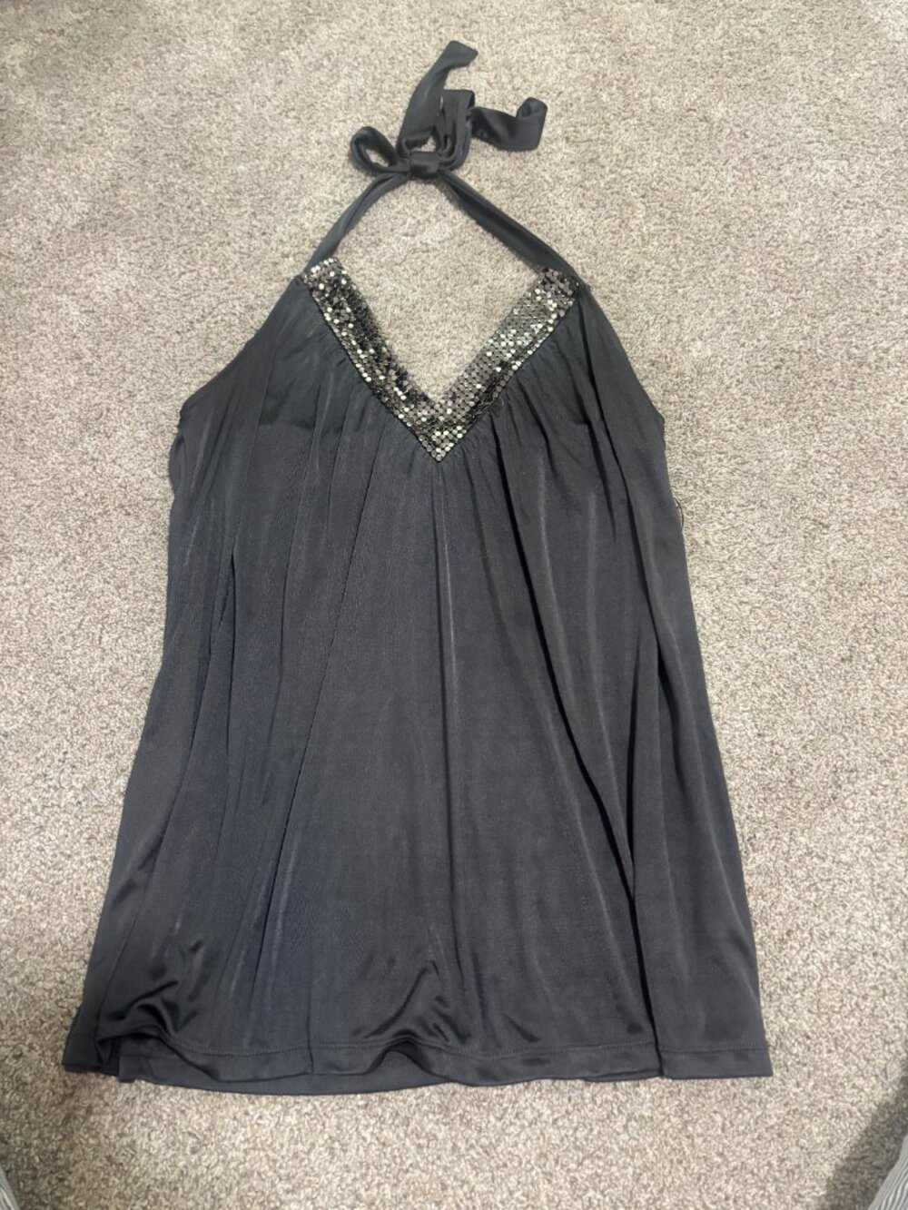Vintage Express Black Halter Top Small Metallic Chainmail Mesh Y2K Party 2009 - Picture 2 of 5